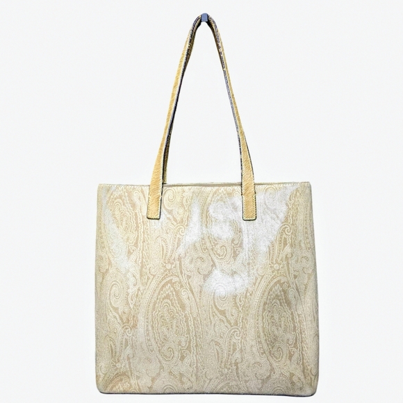 Etro Handbags - Etro | Cream Coated Shimmer Canvas Calf Hair Harako Shoulder Bag